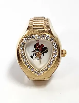 Minnie Mouse Expandable Metal Watch Band Ring In Heart Shape With Rhinestones • $28.25