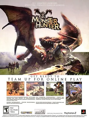 Monster Hunter 1 Playstation 2 PS2 2004 Game Ad Wall Art Print Poster 13  X 18  • $18.95