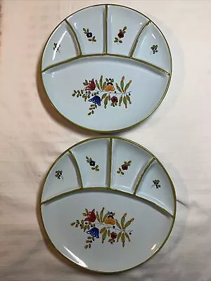 Set Of 2 Italy PV Ceramic White Plate 5 Section Floral #6734 9.25” Clean • $24.99