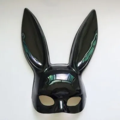 Black Bunny Mask Sexy Masquerade Ball Party Adults Rabbit Ears Halloween Cosplay • £7.45