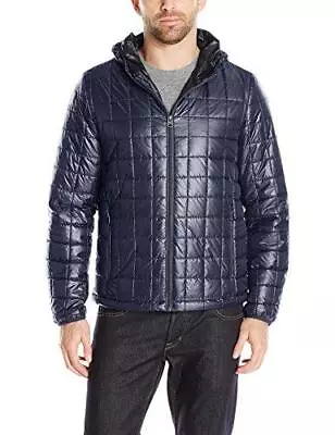 New Mens Levis Quilted Puffer Black Jacket Coat Hood Ultra Loft Insulation L • $67.77