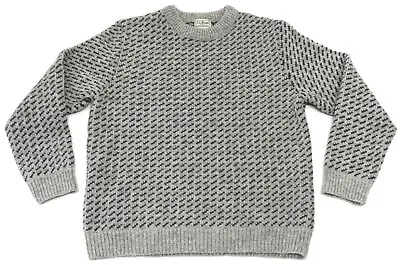 Vintage Wool Sweater LL BEAN BIRDSEYE Mens M Gray Fisherman Fair Isle Norway • $124.99