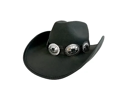 Western Cowboy Hat With Genuine Leather Concho Leather Band Steampunk Victorian  • $39.99