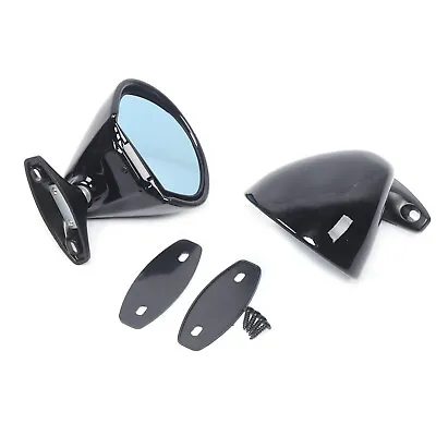 1 Pair Universal Vintage Car Door Side View Wing Mirror Black W/ Gaskets Black • $55