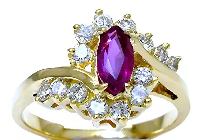 Ladies 18k Yellow Gold Marques Ruby And Diamond Ring • $2295