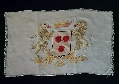 Rare 18c. Antique Royalty Needlepoint Embroidered Royal Nobility Coat Of Arms UK • $299.96