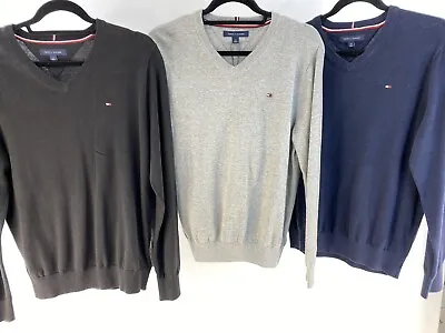 Mens Cotton Knit Sweater By Tommy Hilfiger Light Weight Vneck Jumper • $37.99