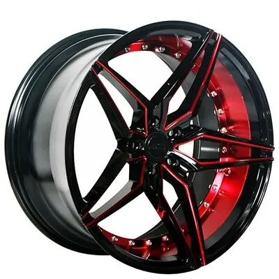 20  Staggered Ac Wheels Ac01 Gloss Black Red Inner Extreme Concave Rims (c11) • $1199