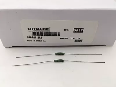 (5 Pcs) 81F18R2 Ohmite 1 Watt 18.2 Ohm 1% Wirewound (Silicone Coated) Resistor • $21.63