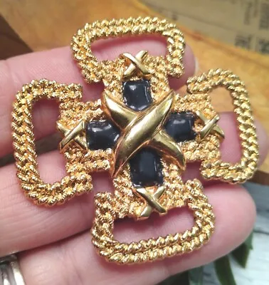 ST. JOHN? JEWELRY Quadrafoil  X  Shape Gold Tone Cross Rope Detail Pin Brooch! • $75