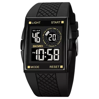 Classic SKMEI Analog Digital Square Watch Outdoor Waterproof Rubber Band Watch • $16.98