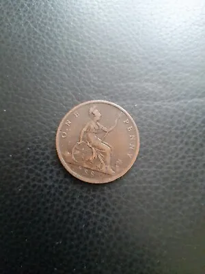 One Penny Coin Queen Victoria Bun Head Uncleaned 1875 • £8