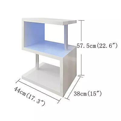 $69.49 • Buy Modern 3 Tiers LED High Gloss Coffee Table Sofa Side End Table S-shaped Office