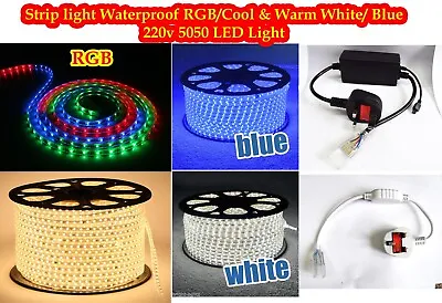 1-50M RGB LED Strip 220V 240V 5050 60LED/M Waterproof Tape Lights Rope UK Plug • £141.75