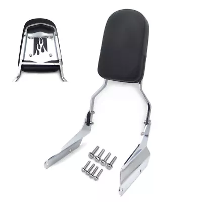 Chrome Flame Backrest Sissy Bar With Leather Pad For Honda Magna 750 VF750/250 V • $61