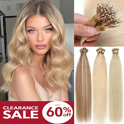 CLEARANCE 100% Remy Human Hair Extensions Micro Loop Nano Ring Bead THICK 200PCS • $28.16