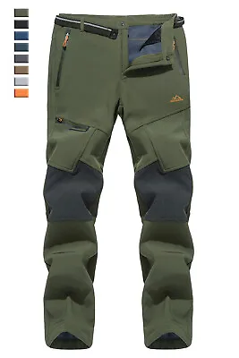 Mens Outdoor Softshell Pants Winter Thick Fleece Lined Ski Pants Hiking Trousers • $41.98