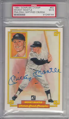 1984 Donruss Champs Mickey Mantle Autograph #50 PSA 5 EX DNA -8144 • $499