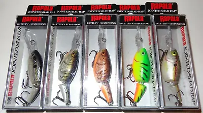 $32.50 • Buy Lot Of 5 New Different Rapala Jointed Shad Rap JSR-5 Crankbait Fishing Lures #2