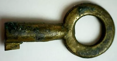 Antique Miniature Brass Padlock Key Hollow End Key Only Auction 3/4  Patina • $14.98