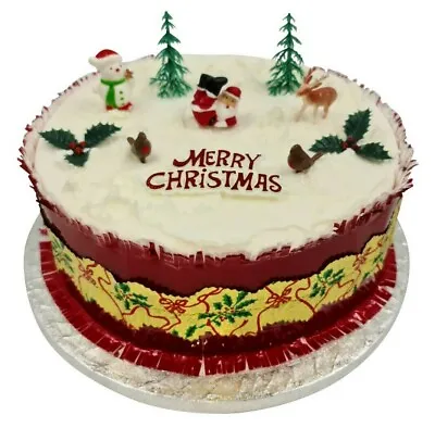 £5.99 • Buy 10 Piece SET Merry Christmas Cake Frill Decorations Yule Log Cupcake Toppers