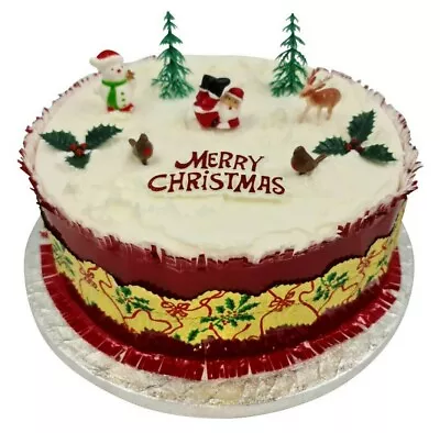 10 Piece SET Merry Christmas Cake Frill Decorations Yule Log Cupcake Toppers • £4.99