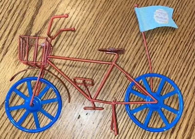 Miniature Orangish And Blue Metal Bicycle 7 3/4 X 6” Super Cute.  Seat Has Glue • $11.74