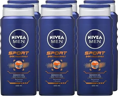6 X 400ml NIVEA MEN Sport Shower Gel Refreshing Body Wash Lime Scent  • £14.99