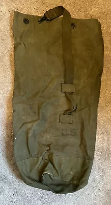 Vintage Military Stenciled Army Green Canvas Duffle Bag Rucksack US 1951 Stamped • $39.95