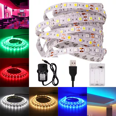 5V 12V 5050 USB LED Strip Lights TV Backlight Under Cabinet Light Self Adhesive • £7.79