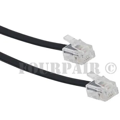 10ft Telephone Line Cord Cable Wire 6P4C RJ11 DSL Modem Fax Phone To Wall Black • $4.79