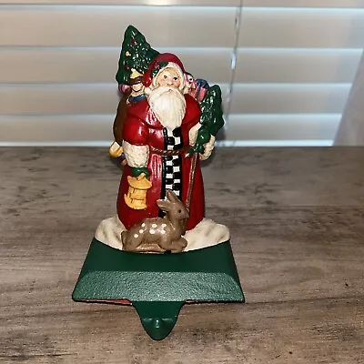 Rare MIDWEST Santa With Deer Toys & Tree Cast Iron XMAS STOCKING HOLDER Hanger E • $41.99