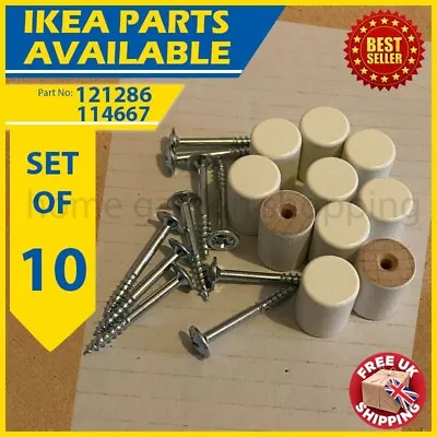 131386 X 10 (114667) IKEA Wooden Knob For BILLY Bookcase OXBERG Doors White • £5.99