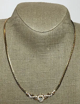 £15 • Buy Vintage Necklace Signed Movitex Gold Tone Flat Lay Snake Chain Sparkly Crystal 