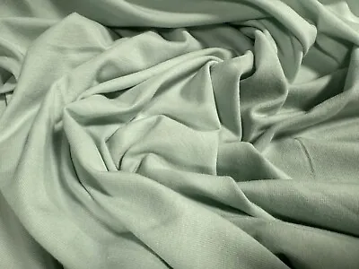 Cotton Spandex Stretch Single Jersey Fabric Per Metre - Plain - Pale Mint Green • £6.99