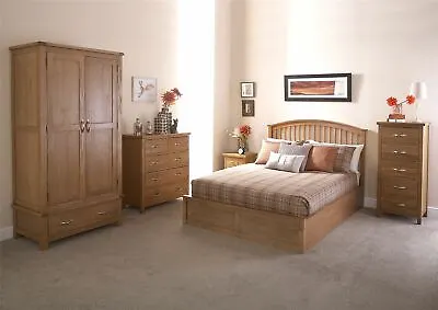 Madrid 4ft6 Double Wooden Ottoman Bed 135cm Bedframe Oak • £395.89