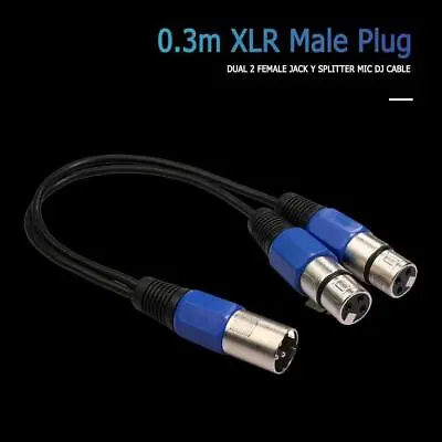 £4.73 • Buy 0.3m XLR Male Plug To Dual XLR Female Jack Y Splitter Mic DJ Audio Cable