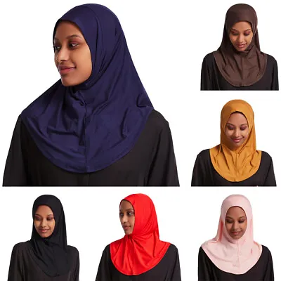 One Piece Amira Hijab Scarf Muslim Women Pull On Headscarf Instant Wrap Shawl • $9.39