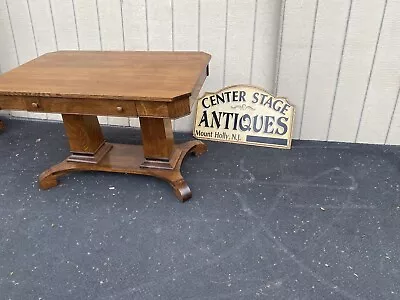 65262  Antique Victorian Oak Library Console Table Stand Desk • $425