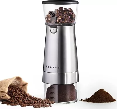 Portable Burr Coffee Grinder Electric Adjustable Stainless Steel Rechargeable C • $59.86