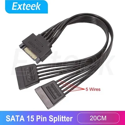 $7.47 • Buy 15 Pin SATA Power Y-Splitter Cable Adapter Extension 1 Male To 2 Female For HDD