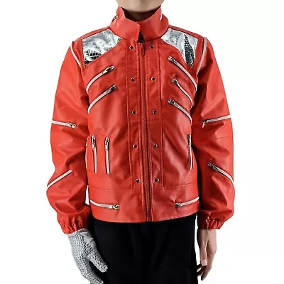 Michael Jackson Style Red Leather Jacket Perfect For Kids Halloween Party Gifts • $89.99