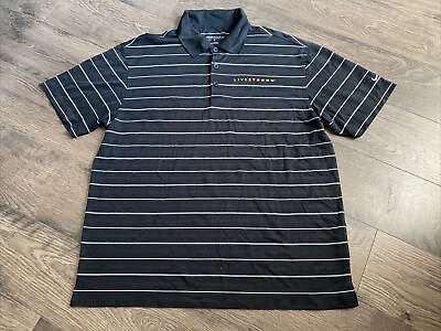 NIKE DRI FIT LIVESTRONG BLACK STRIPED SHORT SLEEVE GOLF POLO SHIRT MENS Size L • $23.74