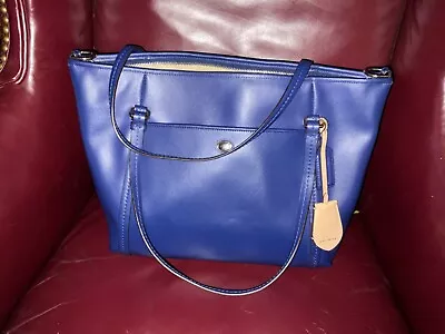 Auth Coach Peyton Saffiano Leather Large Tote Bag Purse F25667 Blue Euc • $165