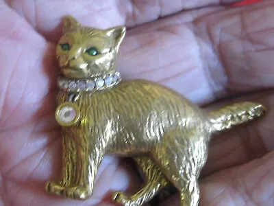 Vintage Scarce Goldtone Signed MMA Metropolitan Museum Art Gold Cat Brooch Pin • $13
