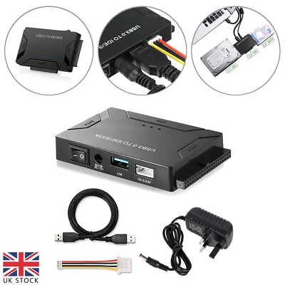 Universal USB 3.0 IDE/SATA Converter 5V/2A External Hard Drive Adapter Tool Set • £18.71