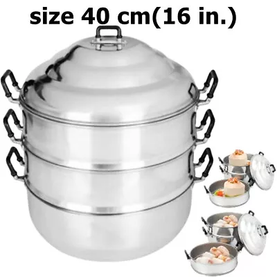 Thai Traditional Thick Aluminum Cookware Steamer Pot 3 Tier Crocodile Brand 40 C • $195.89