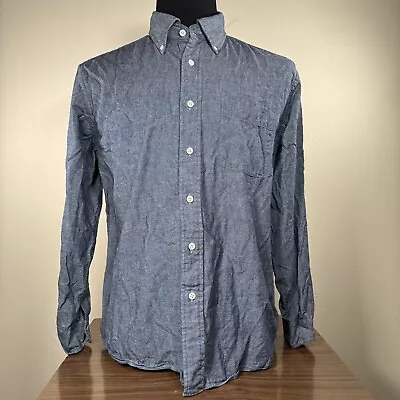 Proper Cloth Shirt Mens Medium Blue Chambray Denim Cotton Button Down Custom Fit • $19.99