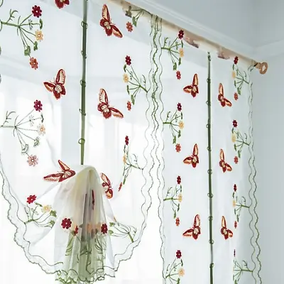 $19.78 • Buy Butterfly Tulle Fantasy Roman Sheer Curtain Embroidered Voile CurtainTulle Room