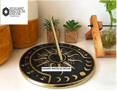 Brass Garden Sundial Clock - 8.5” Diameter Sundial Clock With Polished Brass • £90